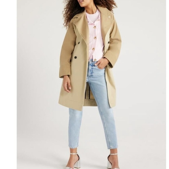 NWT Free Assembly Women's 2-tone Tan/Beige Trench Coat Sz XL 16/18 - Picture 5 of 15